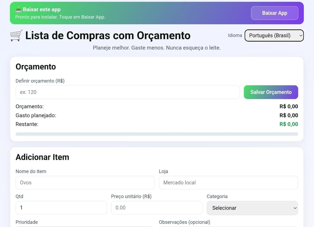 App de Lista de Compras com Orçamento